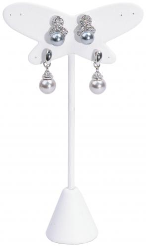 T.Butterfly Shape Earring Stand-faux white leather